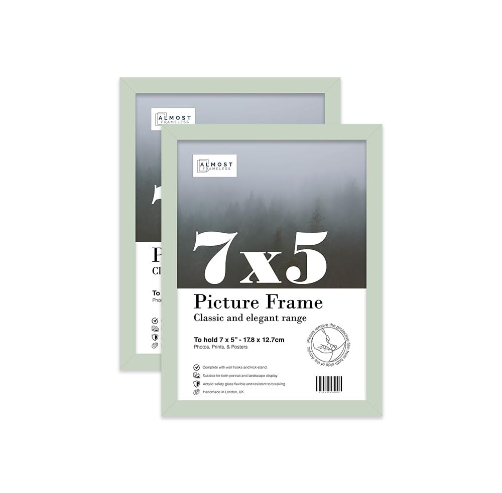 Almost Frameless 7x5 Mint Green Picture Frame Set of 2, Display 7x5 Picture Gallery Wall, Poster, Photo, Artwork, or Print, Yellow — image 1