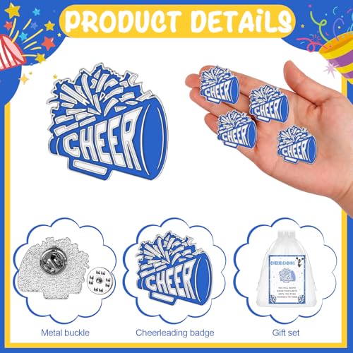 36Sets Cheerleader Gifts Cheer Enamel Pins & Cards With Organza Bags Bulk, Team Spirit Gifts, Cheerleading Inspirational Pins Accessories, Jewelry, Goodie Bag Stuffers, and Party Supplies3