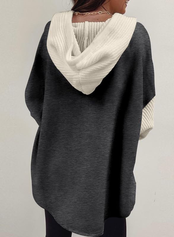 Image of SHEWIN Women Oversized Hooded Sweatshirt Loose Fit Casual Button Hoodies with Pocket 2026