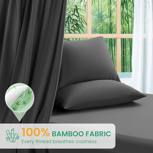 SONORO KATE 100% Viscose Derived from Bamboo_Sheets King Size, Ultra Breathable & Cooling Bed Sheets for Hot Sleepers, Hotel Luxury Silky Bedding Sheets, 16" Deep Pocket - 4PC (Black,King)