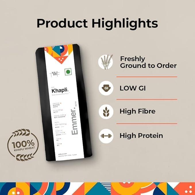 Image of TWF Stoneground Khapli Wheat Flour|Buy 10kg, Get 1kg FREE|Always Freshly Milled After Order|Clinically Certified Low GI of 39|High Fiber & Protein|Emmer Atta|No Blending - 100% Khapli Atta