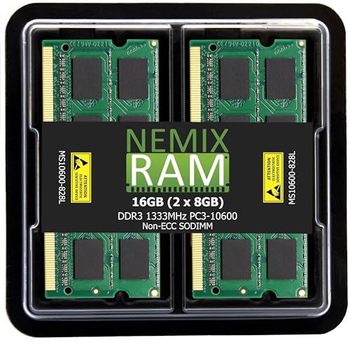 NEMIX RAM 16GB (2X8GB) DDR3 1333MHZ PC3-10600 2Rx8 1.35V 204-PIN Non-ECC SODIMM Laptop PC Memory KIT