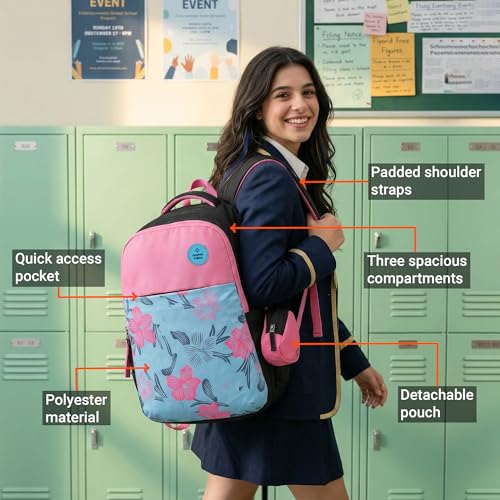Image of Nasher Miles Polyester Backpack | Ideal for Preschool, Kindergarten, College, School, Office& Travel | Toddler, Girls, Boys, Men, Women