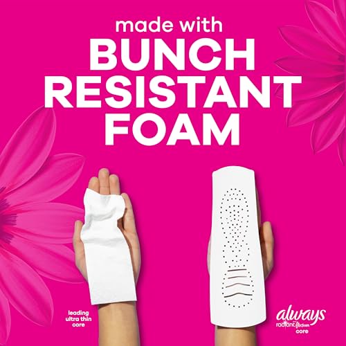 Image of Always Radiant Feminine Pads for Women, Flexfoam Pads with Wings, Size 1, Regular Absorbency, Lightly Scented, 42 Count