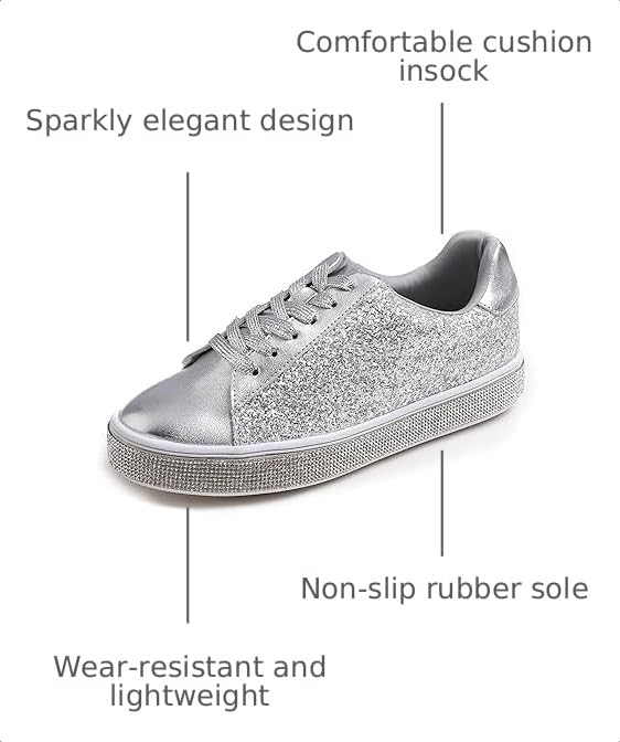 Image of FEVERSOLE Women's Fashion Sparkle Platform Rhinestone Party Holiday Wedding Sneakers