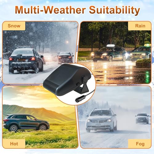 Auto-Heizung, 2-in-1 tragbare Auto-Heizung, schnelles Aufheizen, Scheibenentfroster, Demister, schnelle Abkühlung, geräuscharmer Heiz- und Kühlventilator, automatischer Trockner,