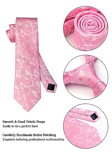 Image of Paisley Floral Mens Tie Formal Necktie Pocket Squares Ties Clips Cufflinks Classic for Men Set