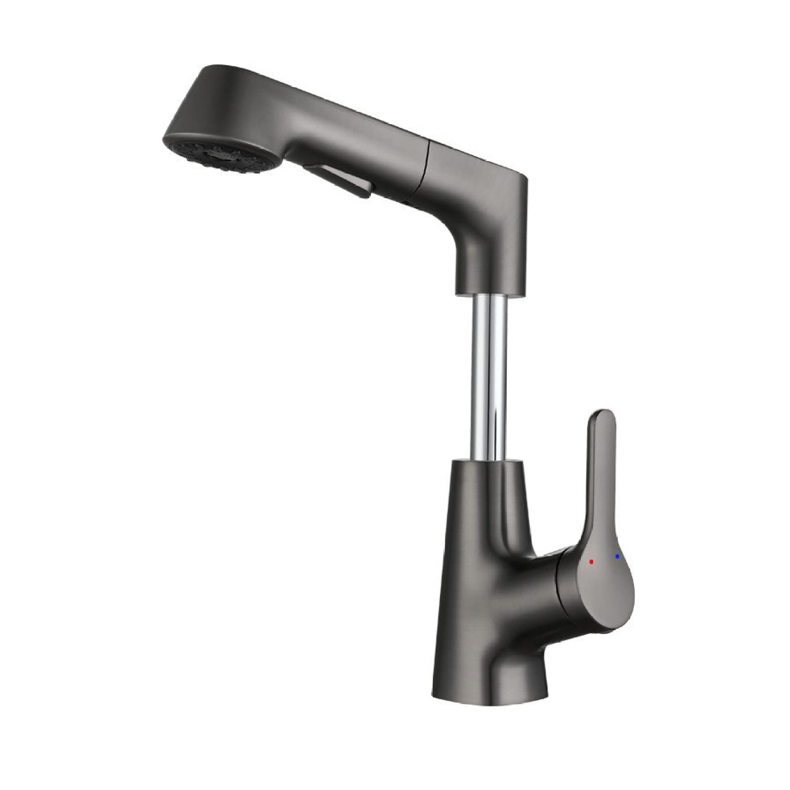 Nvsfzgiyg Gun Grey Bathroom Sink Faucet With Pull Down Sprayer Liftable Dual Mode Mixer Tap For Hot And Cold Pull-Out Single Handle Lavatory Faucetsingle Hole Basin,Black(Gun Grey)
