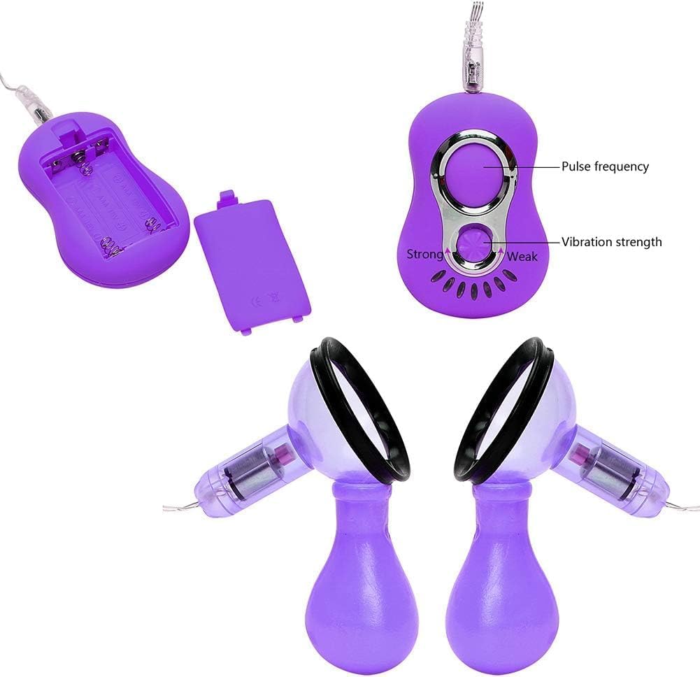 Suceur de Sein Mamelon Rechargeable avec 7 Modes de Vibration Vitesse,Vibromasseur Tentacule pour Femmes Correction de Mamelon et Obtenir Gros Sein Sexuel Jouets,Rose (Purple)