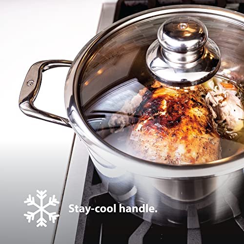 Swiss Diamond Stainless Steel 9.5" (3.2 Qt) Saute Pan Premium Clad Induction Saute Pan, Includes Lid, Dishwasher Safe And Oven Safe Silver #TOP2