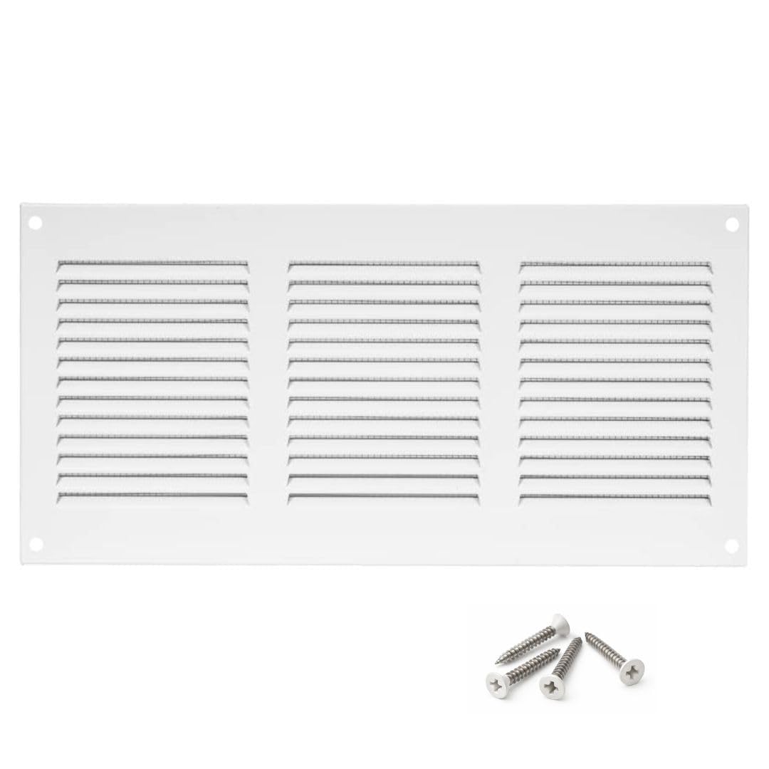 About Vent White 300X150mm / 12X6 Inch Metal Ventilation Grille With Flyscreen - Air Vent Cover