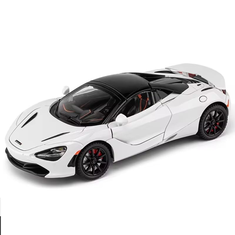 Image of 1:24 Big McLaren 720s Convertible Toy Car Metal Pull Back Diecast Car with Openable Door and Sound Light, Gifts Toys for Kids【 White 】