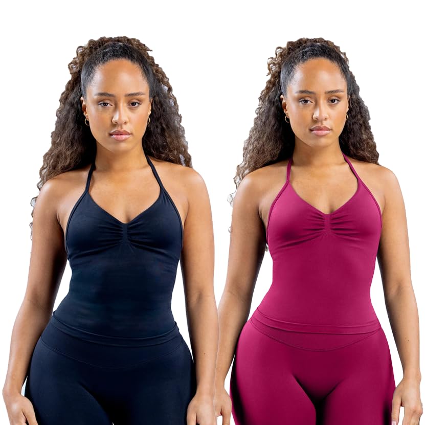 TRYTO Impact Longline Strappy Top Women Impact Longline Halter Tops Workout Longline Tank Top Compression Gym Fitness