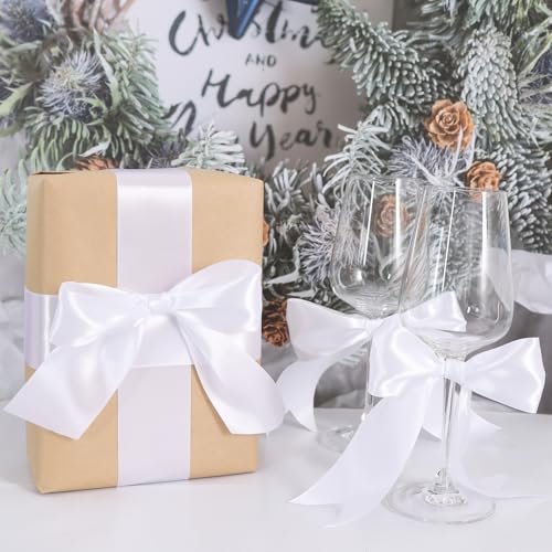 TONIFUL 5cm x 20M Weib band breit geschenkband große schleife satinband für auto Bogen Schleifen Partydekoration Stuhl Hochzeit Der Valentinstag Geschenkverpackungen Strauß geschenkband