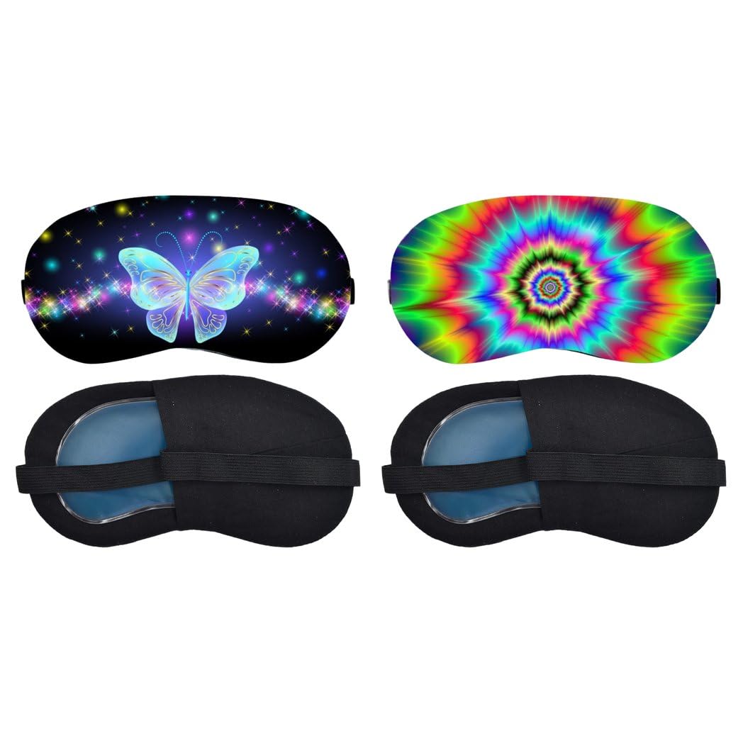 Aoxeria Neon Butterfly Galaxy, Rainbow Tie-Dye Spiral Sleeping Mask Combo, Soft Comfortable Light-Blocking Eye Cover for Women, Men & Kids, Reusable Blindfold for Night Sleep, Nap, Travel (Pack of 2)-image-15