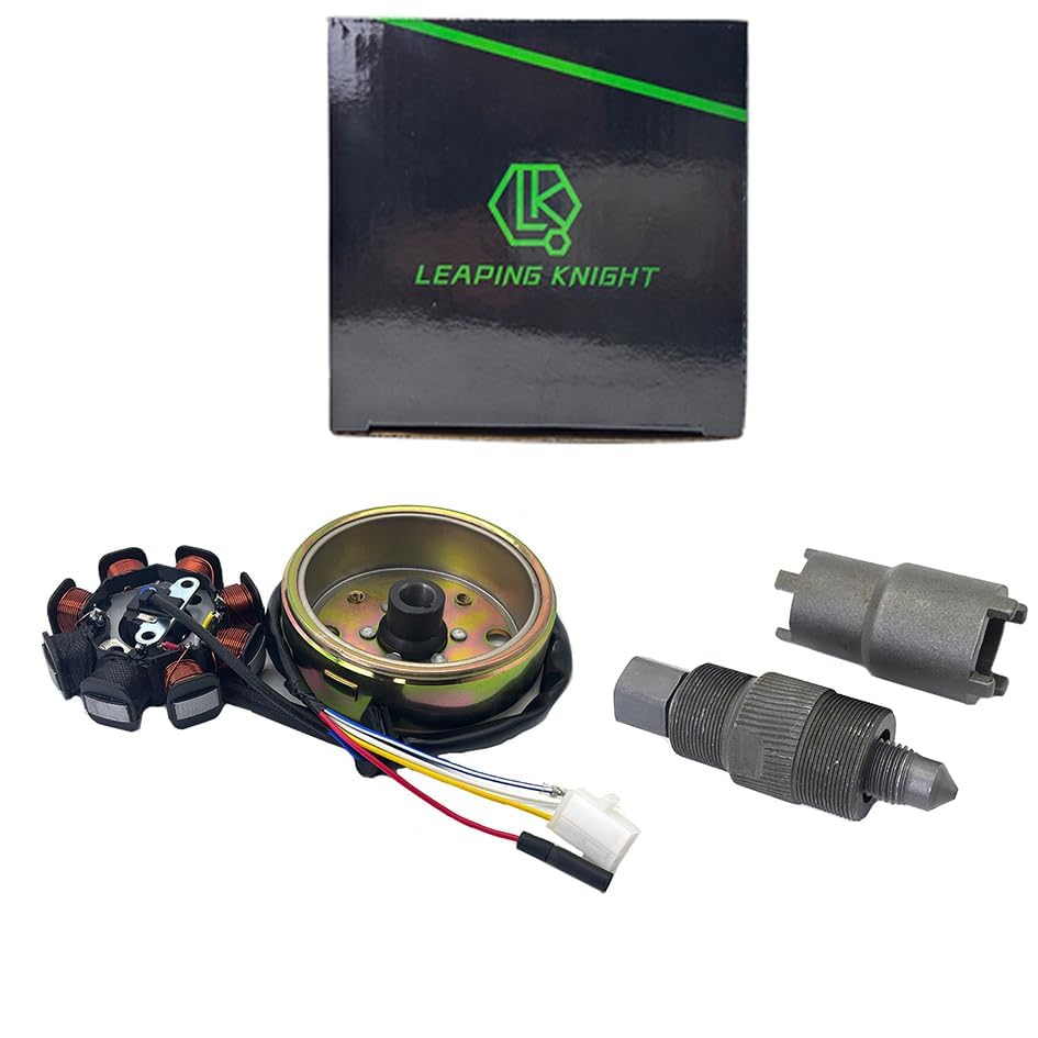 GY6 Magneto Stator Flywheel Rotor Kit,8 Coil Copper Stator for GY6 50cc 139QMB 139QMA Scooter Moped ATV Go-Kart Engine,High Performance Part with Flywheel Puller & Clutch Lock Tool