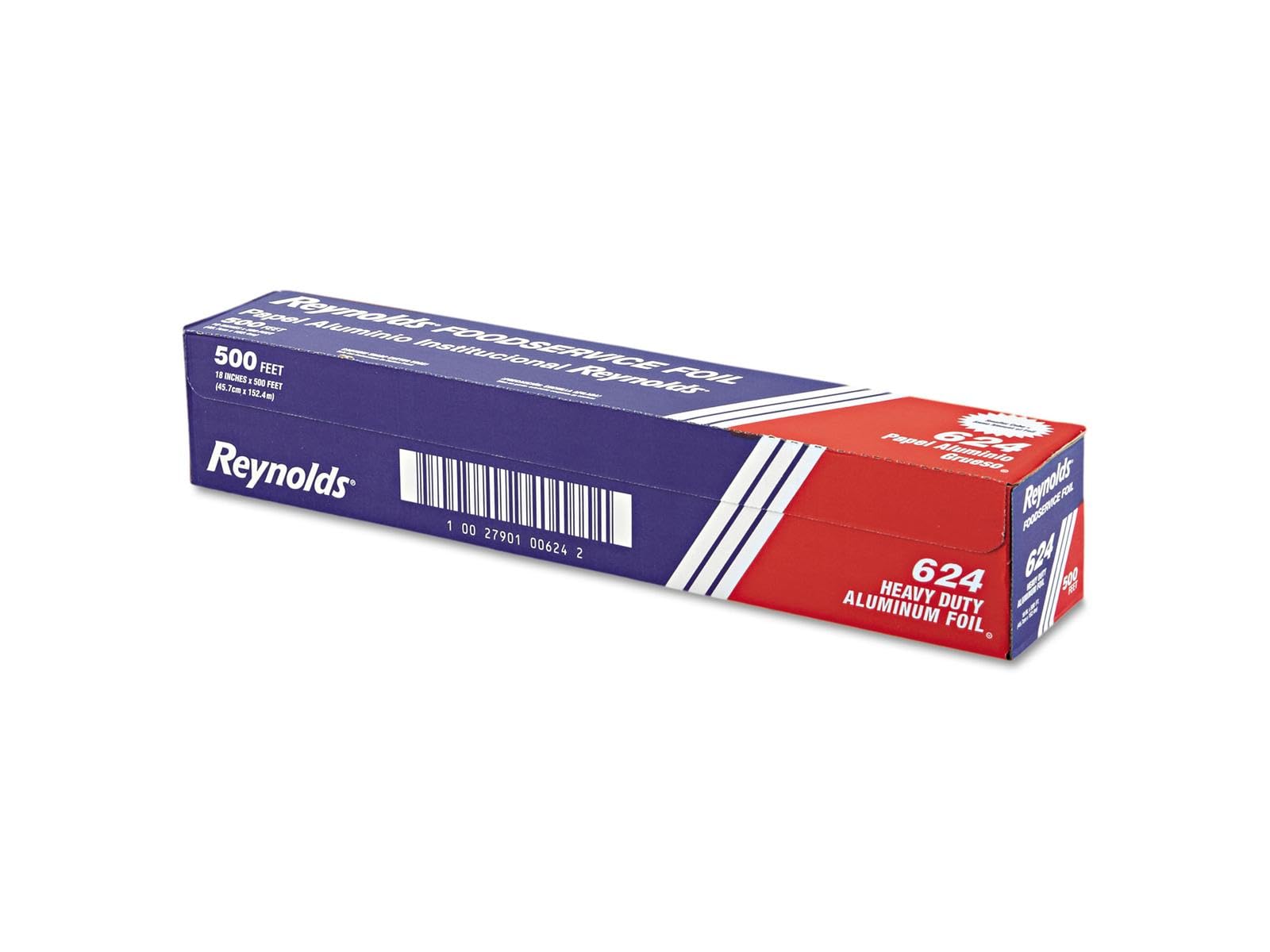 Reynolds 624 Heavy Duty Aluminum Foil Roll, 18" Width x 500' Length, Silver, 1-Roll Per Case