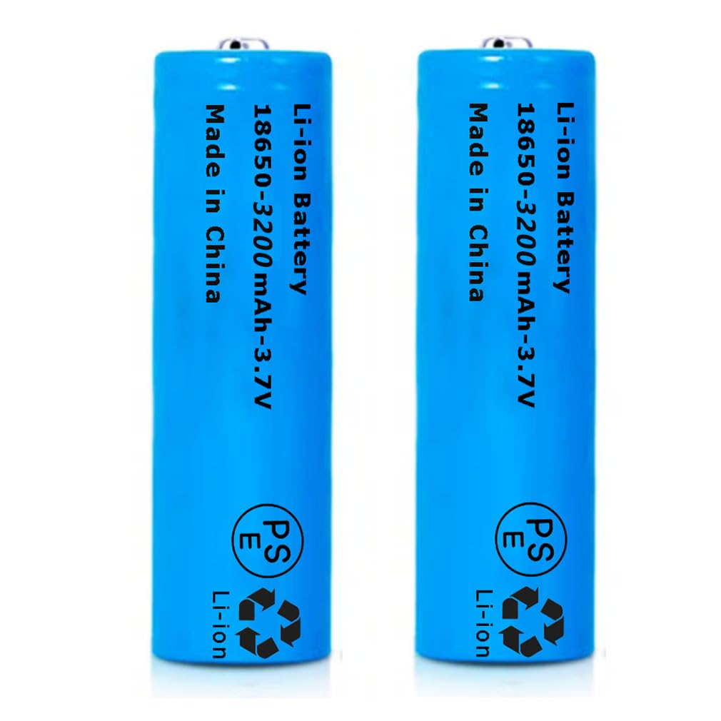18650 Rechargeable Battery 2 Packs 3.7V 18650 Button top 18650 Lithium Rechargeable Batteries for Headlamp, LED Flashlight