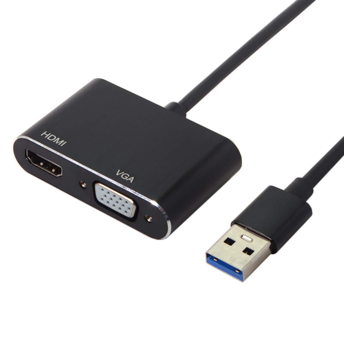 JSER Câble adaptateur USB 3.0 et 2.0 vers HDMI et VGA HDTV carte graphique externe compatible avec Windows Mac ordinateur portable