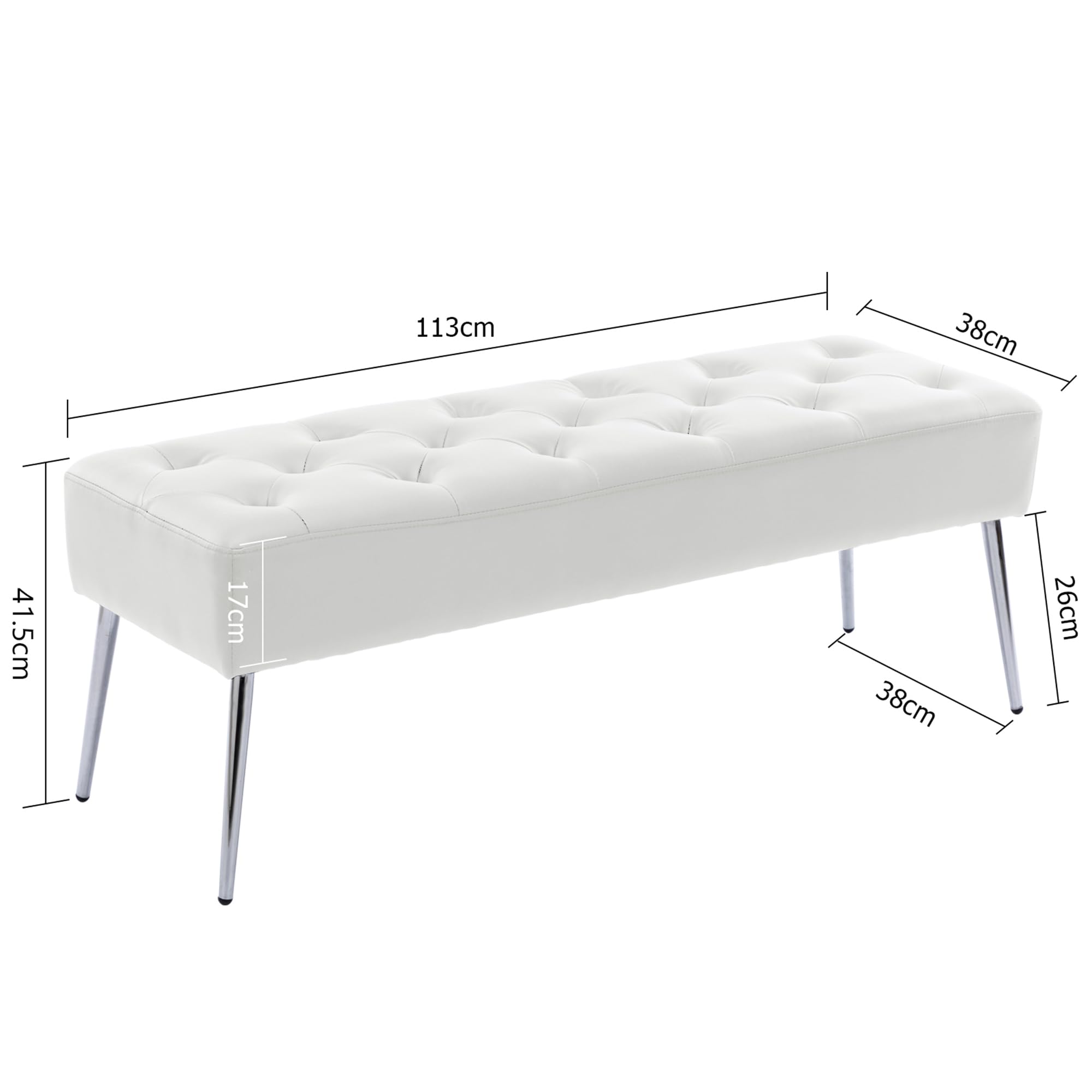 Duhome Panchina bottoni, imbottito panca imbottita panca da tampone Pelle artificiale sgabello per sedile per cimera per ingresso, Bianco