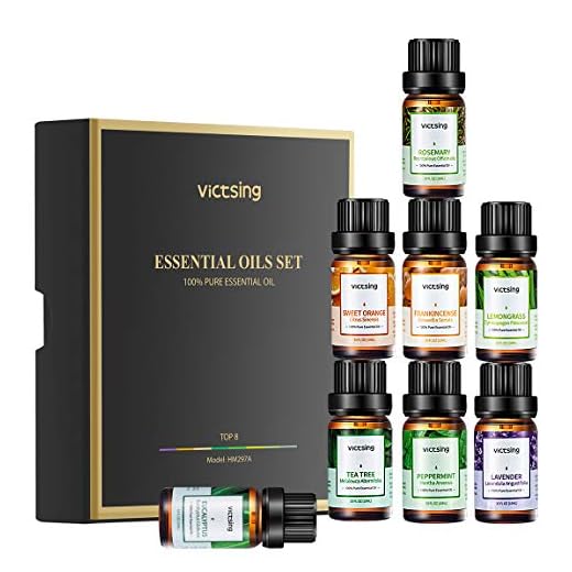VicTsing Set de Regalo Essential Aceite (8 x 10 ml), Aceites 100% Puros para Difusores de Aceite: Lavanda, Limoncillo, Arbol de Té, Naranja Dulce, Eucalipto, Menta, Romero, Incienso