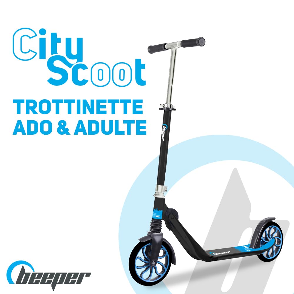 BEEPER - Trottinette ado & Adulte Roues 8'' Suspension Avant City Scoot avec ou sans Frein Avant