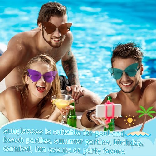 Xuhal Rimless Butterfly Sunglasses for Women Colorful Butterfly Shaped Glasses for Halloween Christmas Party Favors 7