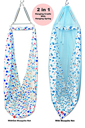 VParents-Preemie-Baby-Swing-Cradle-with-Mosquito-Net-Spring-and-Metal-Window-Cradle-Hanger-Blue