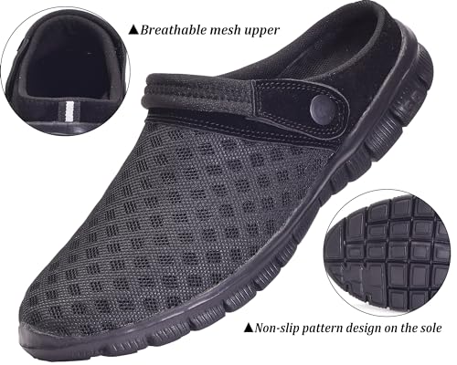 Hsyooes Mens Womens Mules & Clogs Garden Shoes Summer Breathable Mesh Slippers Non-Slip Outdoor Beach Sandals Unisex3