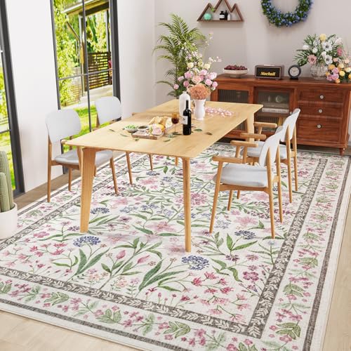 Tapete floral Amearea 6x9 pies rosa baja pila miniatura 7