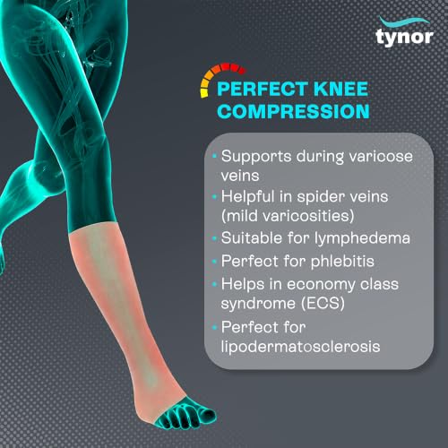 Image of Tynor Medical Compression Stocking Knee High Class 2 (Pair), Beige, XXL, 1 Pair
