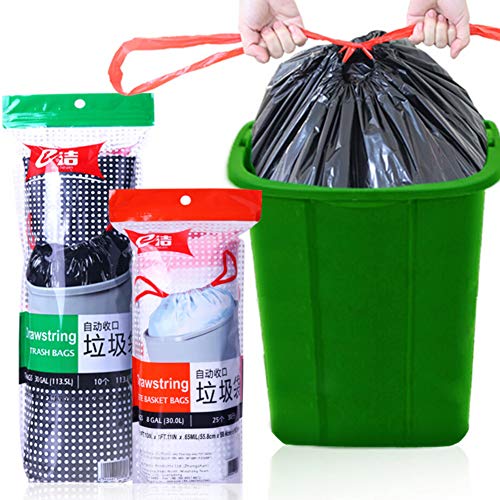 Sykooria Trash Bags with Drawsting, Strong Degradable Bin Bags Garbage Bags