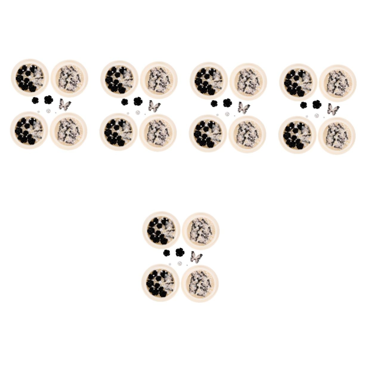 SHERCHPRY 5 Set Shinestone Di Nera Strass Ciondoli Per Unghie Decorazioni Unghie Shinestones Di Nail Art Gemme E Gioielli Incantesimi Unghie Di Rinestone Di Fiori Resina 4 Scatole*5