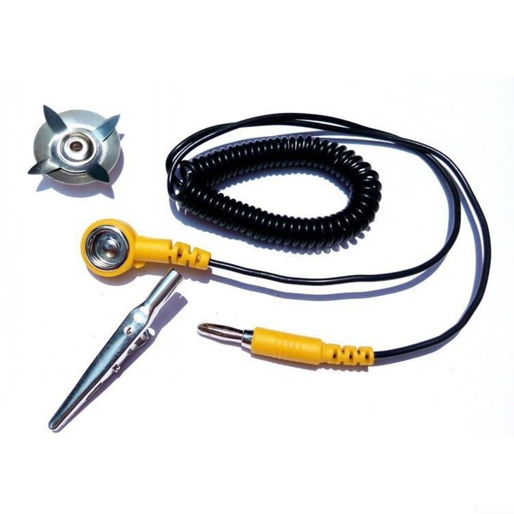 1Pc ESD Ground Wire, Anti-static Yellow Black Grounding Cable, Banana ESD Anti Static Cord Ground Strap, Coiled Cord ESD Grounding Cable For Efficient Static Electricity Absorption