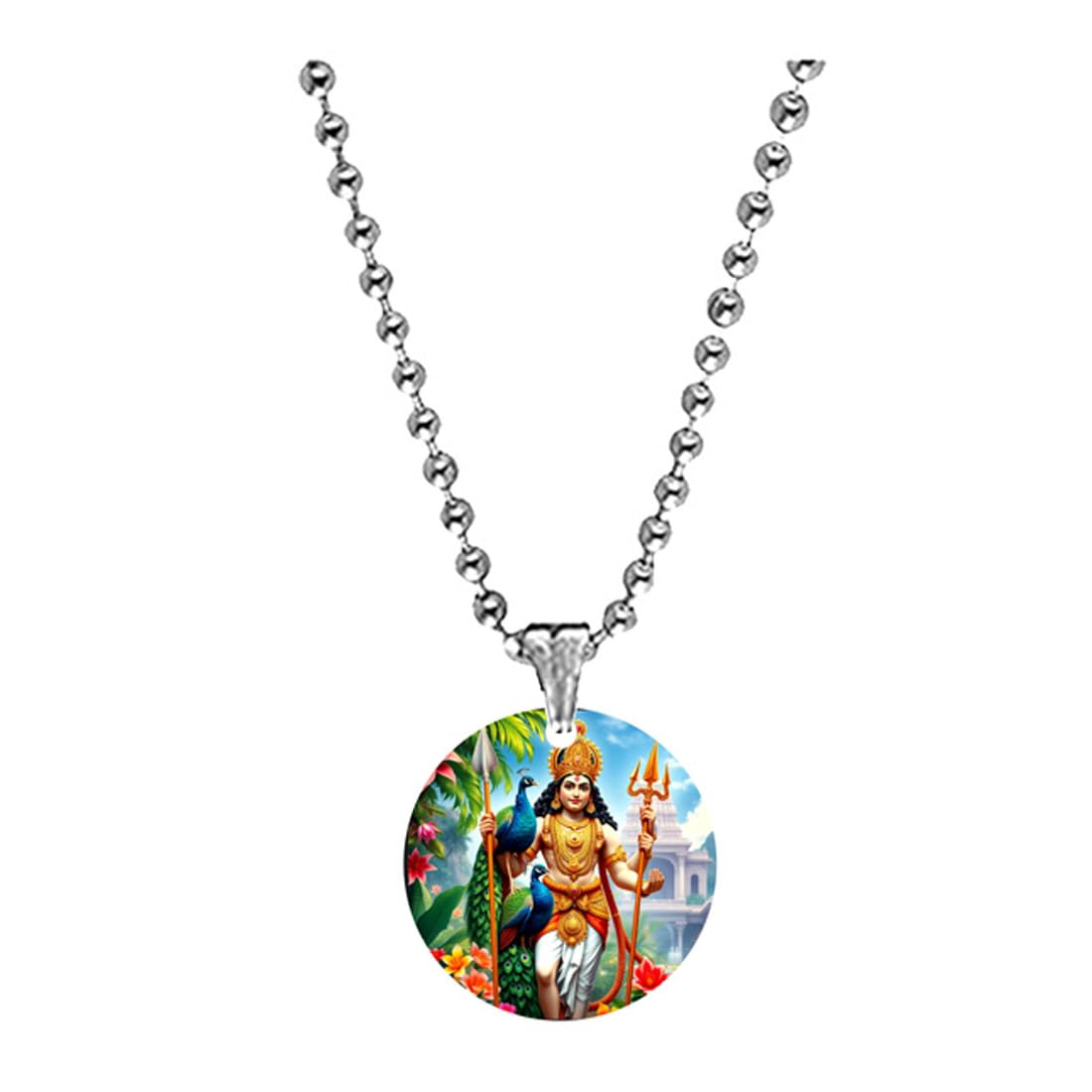abhiora fashion Lord Kartikeya Peacock Bead Chain Acrylic Pendant for Men and Women Spiritual Religious Jewelry Lightweight Daily Wear-picture-16