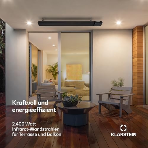 Blumfeldt CosmicBeam Plus • Heizstrahler • Infrarotstrahler • Terassenheizer • Leistung 2500 W • IP24 Schutzart • Fernbedienung • inklusive Montagematerial • Fernbedienung • Eco-Modus •schwarz - 2