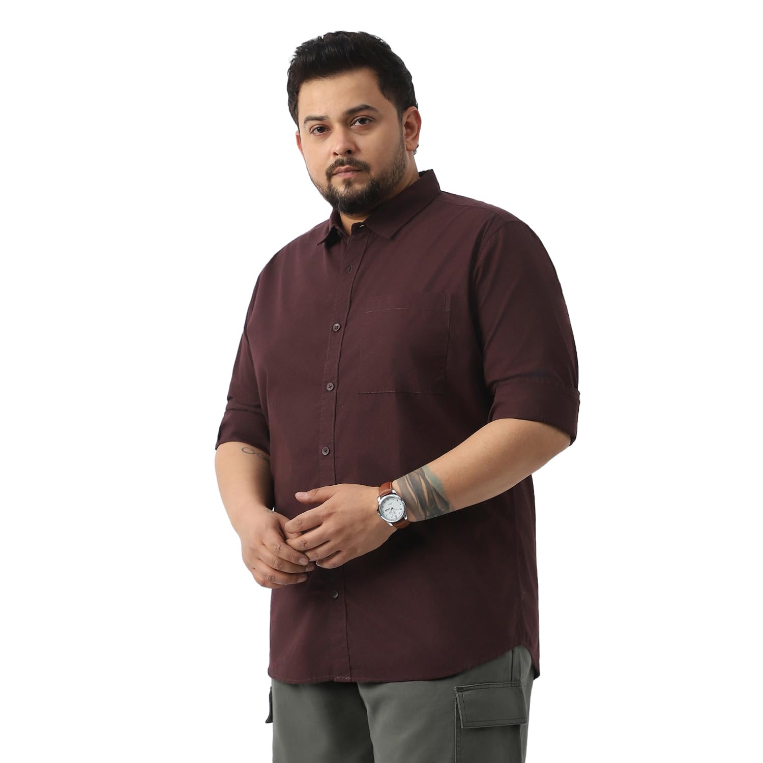 urbano plus Men's Cotton Full Sleeve Regular Fit Casual Solid Shirt-picture-42
