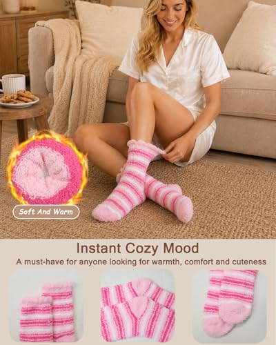 Image of Ginmewrae Fuzzy Socks for Women, Mothers Day Gifts Cozy Warm Fluffy Socks Thick Slipper Socks Birthday Valentine's Day Gifts