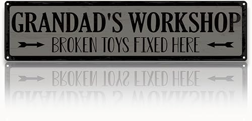Regalo de metal para el día del padre, letrero de lata de metal retro, letrero de reparación de juguetes, decoración de cueva de hombre, juguetes