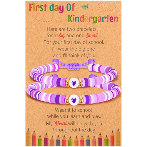 Image of Back to School Supplies, First Day of Kindergarten Bracelet, Back to School Bracelet Mommy and Me, Prek Matching Wish Bracelets Set, Adjustable Bracelet for Boys Girls Gifts Stuff Bulk