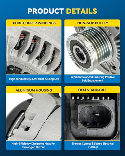 Image of PHILTOP New 14203N Alternator Compatible with BMW 2013-2017 X3, 2012-2016 328i, 2013-2018 320i, 2012-2016 528i, 2014-2016 428i, 2014-2016 228i, 2012-2016 Z4, 170A Automotive Alternator