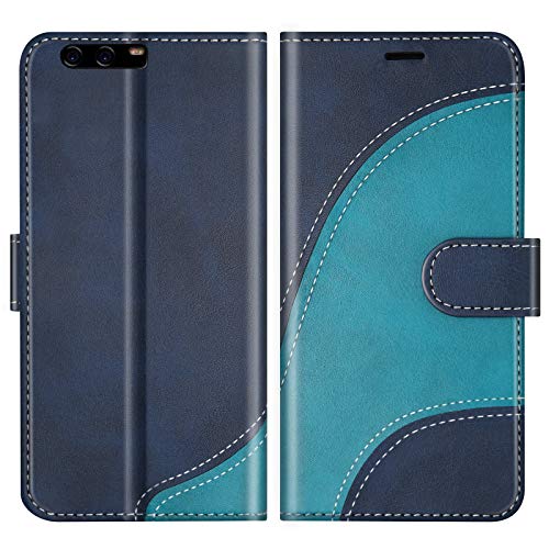 BoxTii Cover per Huawei P10, Custodia in PU Pelle Portafoglio per Huawei P10, Magnetica Cover a Libro con Slot per Schede, Blu