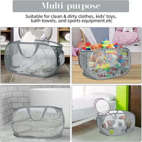Image of MosQuick Large Capacity Premium Durable Laundry Basket for Clothes Multipurpose Cloth Storage with Handles Foldable Space Saving Lightweight Grey