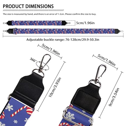 Image of Talayituse Christmas Candy Snowflake Print Shoulder Strap Wide Purse Bag Strap Adjustable Replacement Belt Luggage Crossbody Shoulder Bag Strap for Women Girls, 1 Pack Christmas Decor