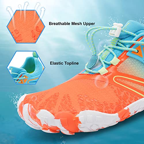 Xihalook Athletic Slip On Hiking Shoes Womens Mens Sports Barefoot Aqua Swim Water Walking Shoes Orange Blue, 8.5 Women/7 Men #TOP3