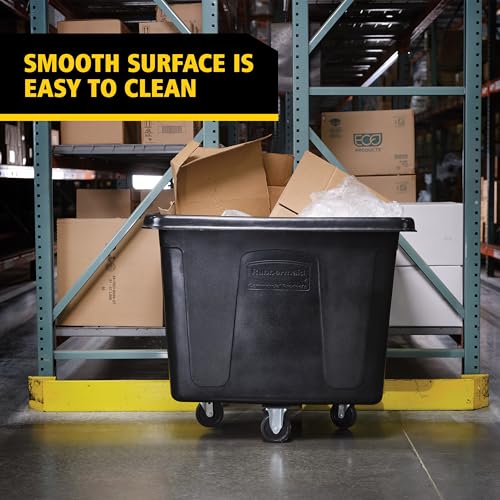 Image of Rubbermaid Commercial Products Bulk Cube Truck with Wheels, Black, Transport up to 600 lb. of Waste /Laundry /Linen /Supply /Packaging Material for Hospital /Hotel /School