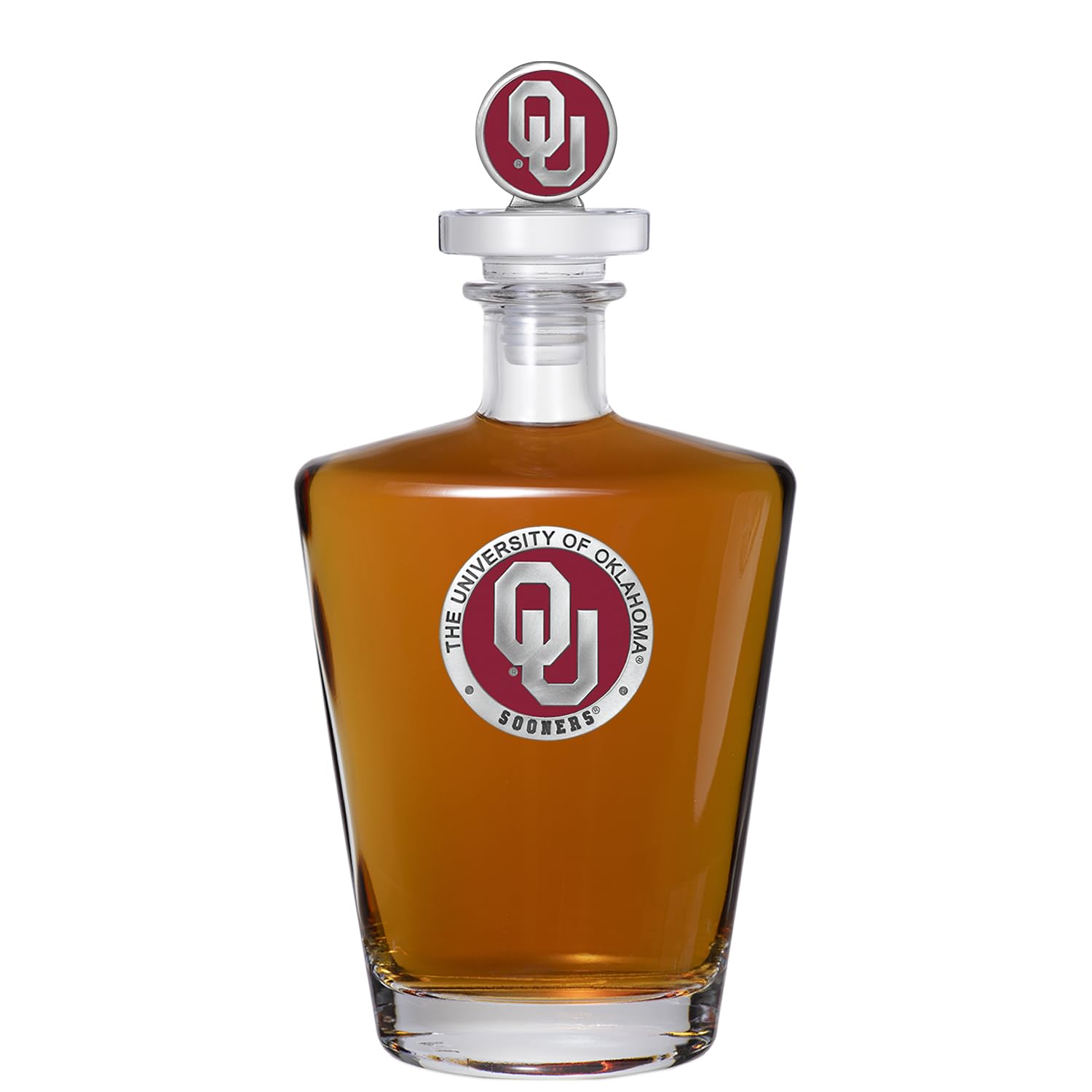 Heritage Pewter Oklahoma Sooners Royal Decanter with 3D Stopper | 30 OZ Liquor Pourer | Expertly Crafted Pewter Glass