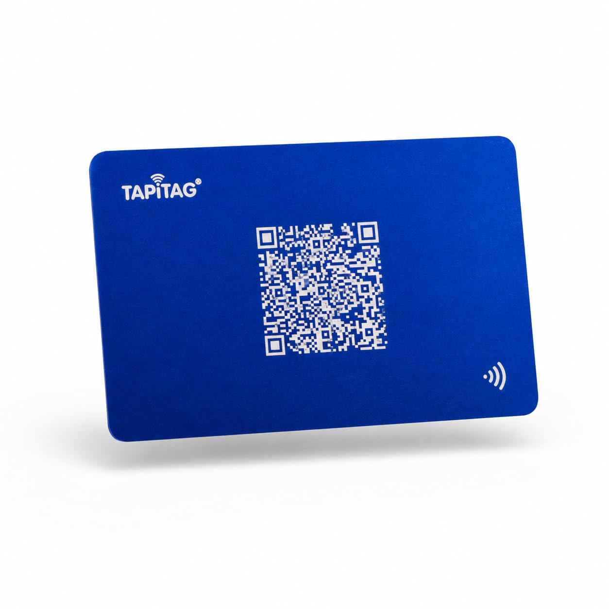 TAPiTAG Metal Digital Business Card (Blue)- NO Subscription Required - Contactless Laser-Etched NFC Smart Card with QR & Dynamic Online Profile for Premium Networking Events