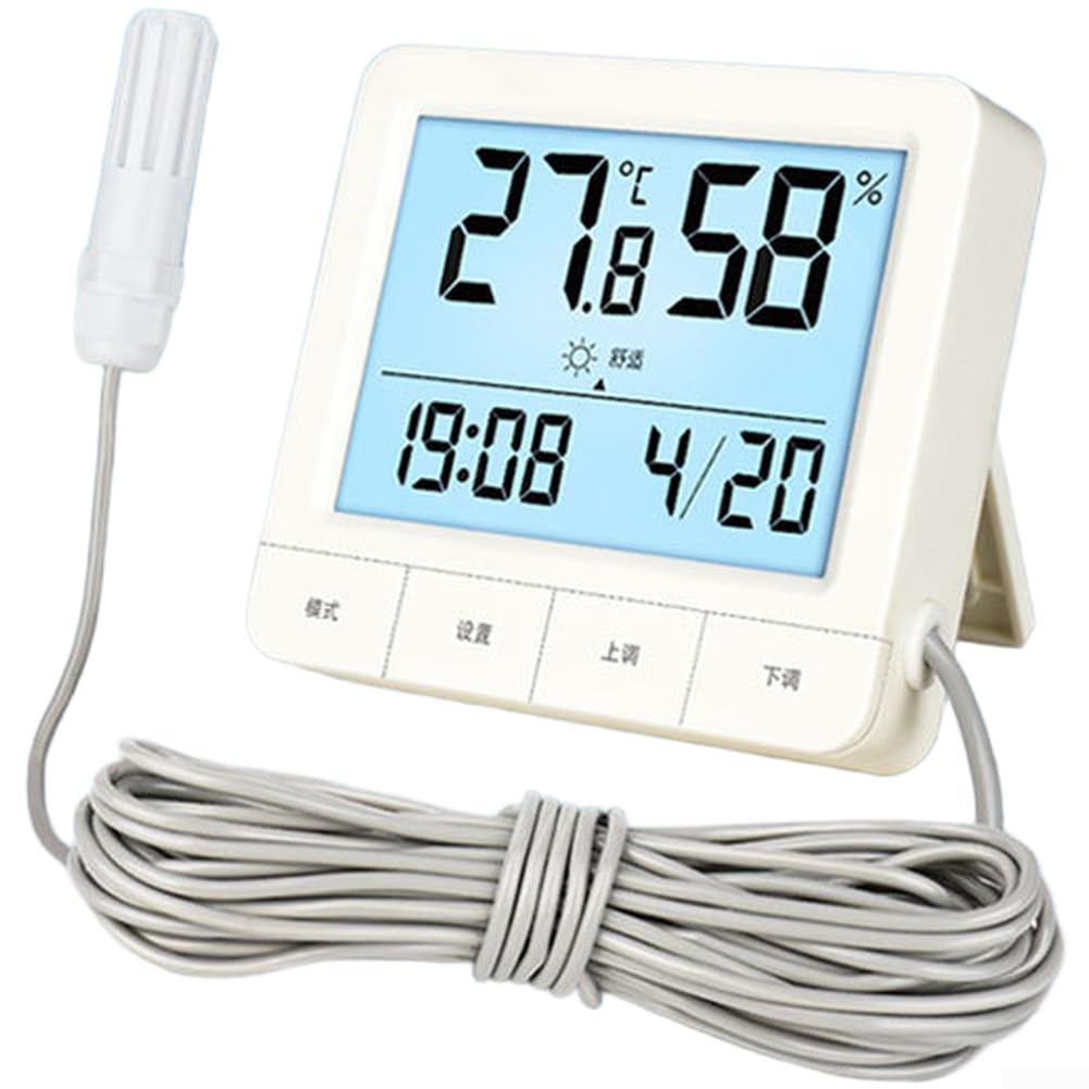 Termometro igrometro digitale con sonda per incubatore rettile, gamma da -50 a 70 °C, display retroilluminato (5 m)
