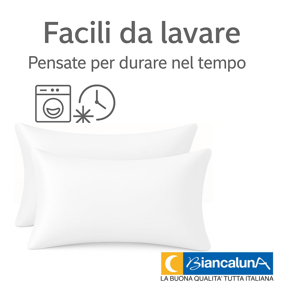BIANCALUNA | Coppia Federe Letto in Seta di Bamboo CLARA | Anticrespo | Antirughe | Ipoallergeniche | Traspiranti |Eleganti e Morbide | 50x80 cm | Made in Italy (BIANCO)